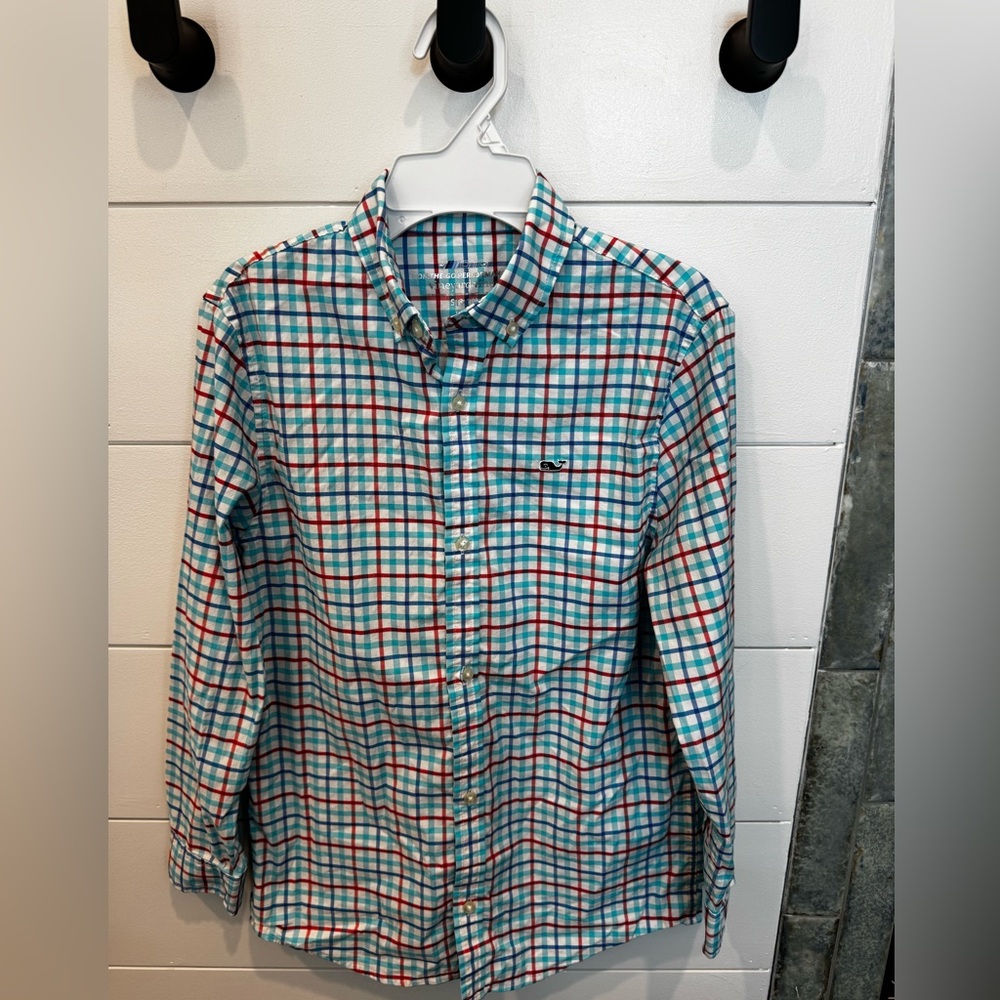Vineyard Vines Plaid Button-Down Shirt in blue, Red & White
